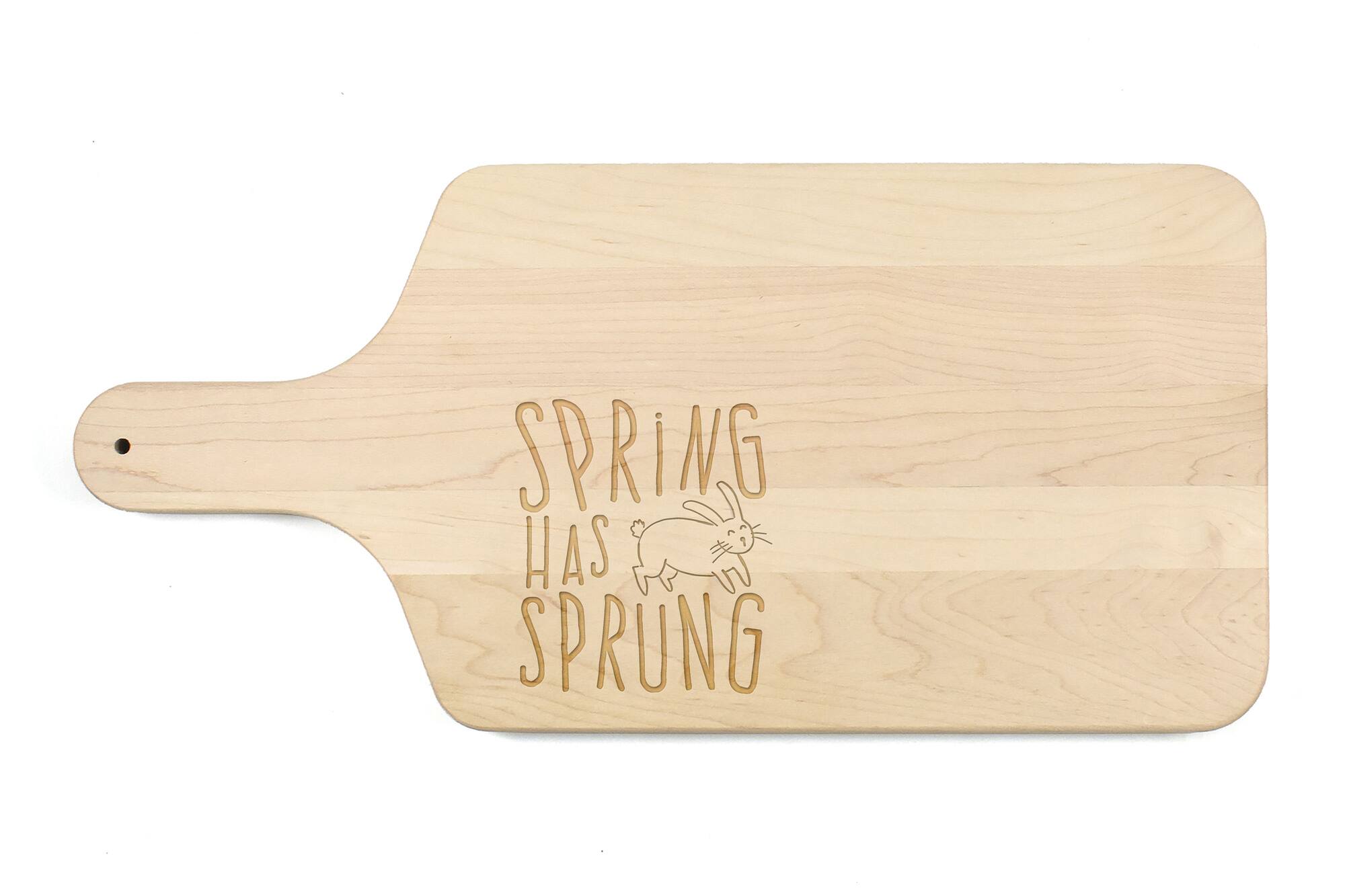 Spring Has Sprung 17" x 8" Maple Paddle Cutting Board